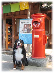 おかげ横丁のポストの前で